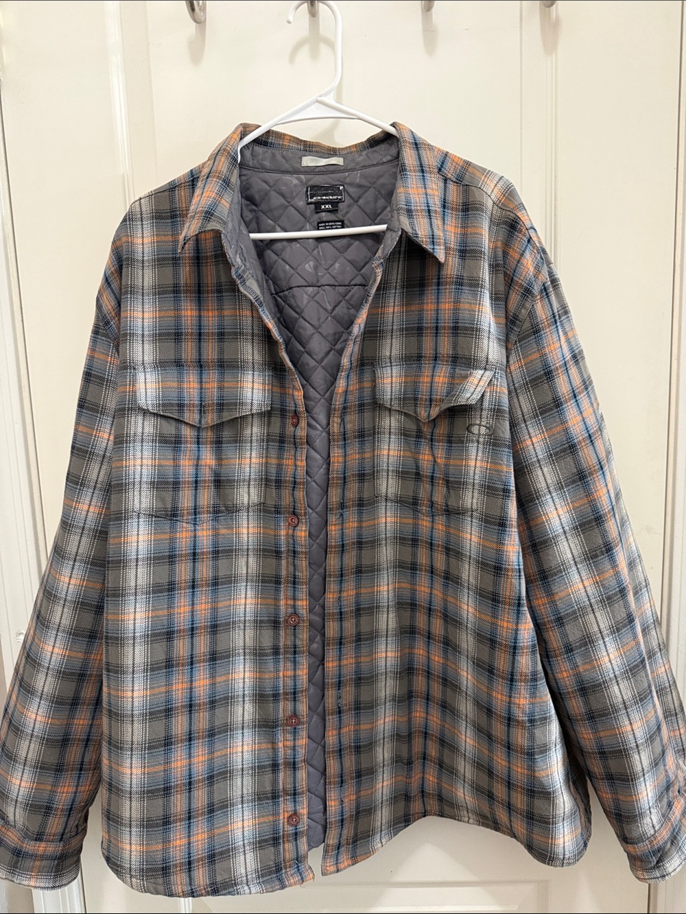 Men’s XXL Vintage Oakley Plaid Quilted Shacket 100% Cotton # Y2K Nylon lined
